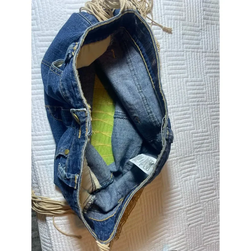 Ladies Levi's Denim Purse-Braided/Macrame Strap, Tassels. Boho Y2K, Hippie